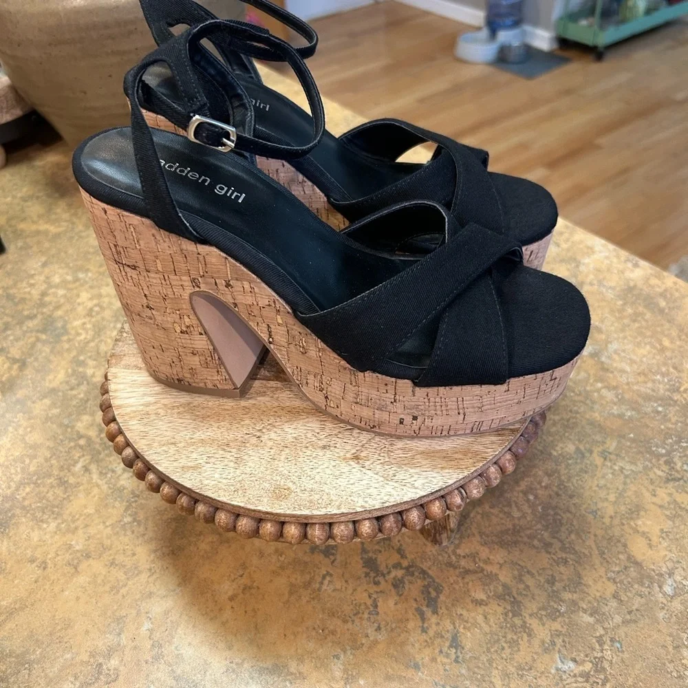 Madden Girl Ankle Strap Black Platform Sandals
